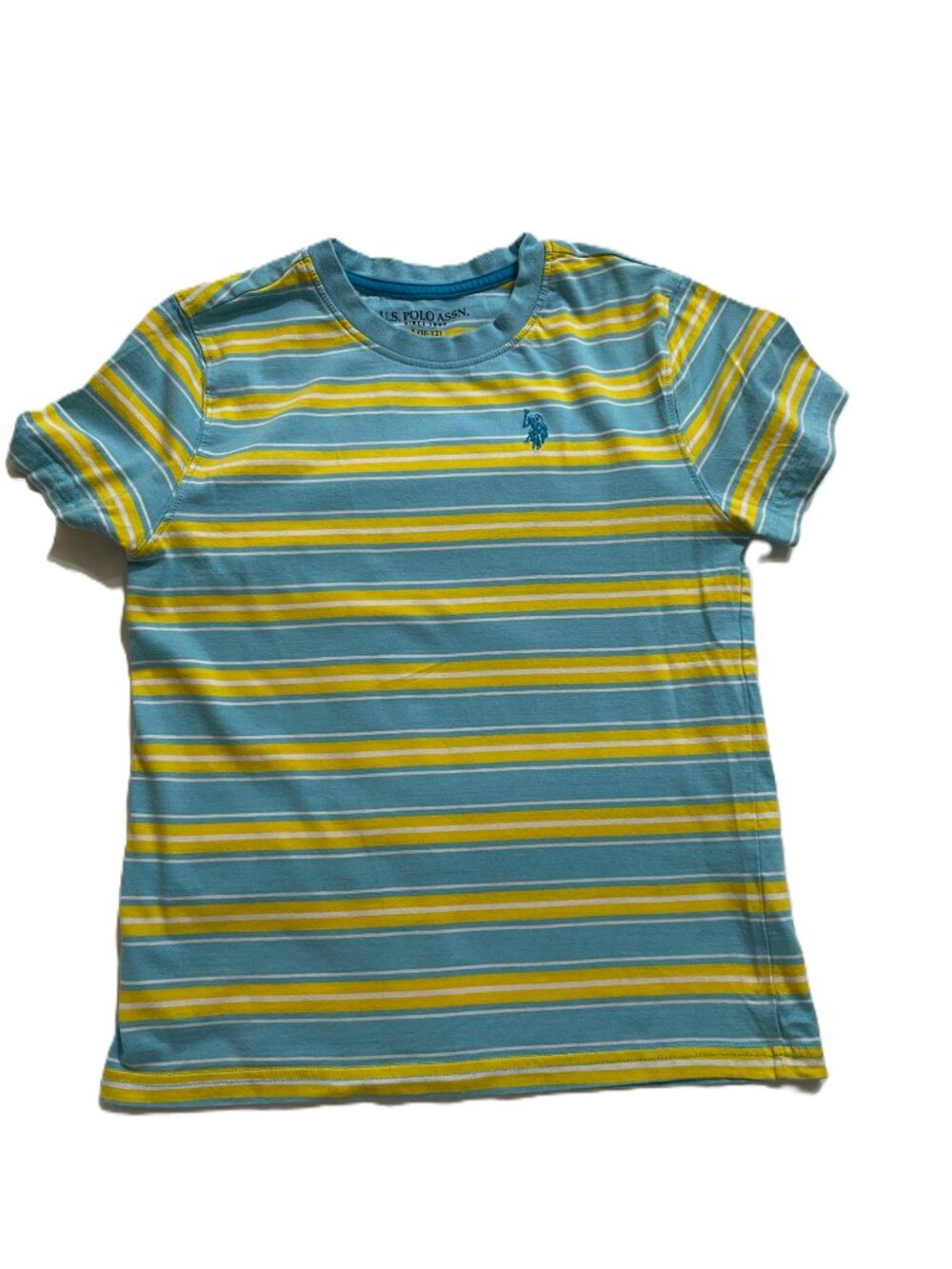 U.S. Polo Assn. Youth L Blue and Yellow Stripped Short Sleeve T-shirt - Picture 4 of 9